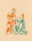 Anton Faistauer, Presentation in the temple with Simeon - design for the ceiling frescoes in the church in Morzg, Salzburg, c. 1922/23, pencil and pastel on paper
