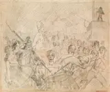 Lovis Corinth, Marie Antoinette on the way to the scaffold, 1894, pencil, red chalk on paper
