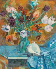 Maximilian Florian, Still life with flowers and shells, 1954, oil on canvas
