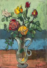 Franz Elsner, Small floral still life, oil on hardboard