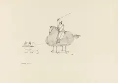 Paul Flora, Berittener Offizier, India ink on paper