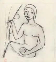 Carry Hauser, Mixed lot: boy and girl (two drawings), graphite on paper