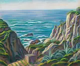 Theodor Allesch-Alescha, Southern Italian coast, 1956, pastel on paper