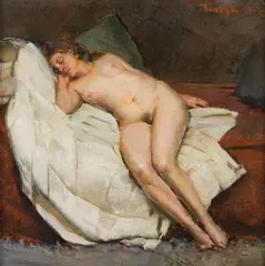 Sleeping woman by Karl Truppe, 1924, oil on cardboard, sold Mar 2022
