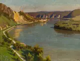 Oswald Grill, View of Dürnstein by the Danube, oil on canvas