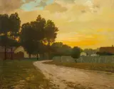 Eduard Kasparides, At sunset, oil on canvas