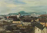 Ernst Huber, Vorfrühling im Tullnerfeld, oil on canvas