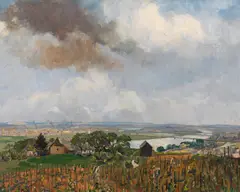Robert Streit, Farmers at the Nussberg near Vienna, oil on canvas