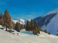 Max Hünten, Winter in the Alps, oil on canvas