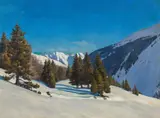Max Hünten, Winter in the Alps, oil on canvas