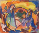 Adolf Richard Hölzel, Composition with figures in a landscape, c. 1925-30, pastel on paper