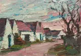 Viktor Lederer, Road with barns, 2002, oil on canvas; unframed
