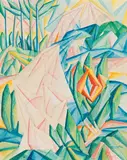 Maximilian Reinitz, Woman in the garden, watercolour on thin cardboard