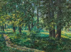 Alfred Waagner, Park landscape, oil on canvas