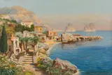 View over the Faraglioni rocks near Capri by Alois Arnegger, oil on canvas, sold Mar 2022