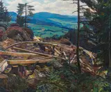 Arthur Brusenbauch, Woodcutting on the Semmering, 1919, oil on canvas