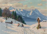Fritz Müller-Landeck, A sunny winter's day, oil on canvas
