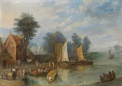 Joseph van Bredael, Sailing boats at the pier, c. 1700/10, oil on copper
