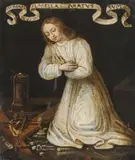 Master of 1518, Kneeling Infant Jesus surrounded by instruments of the passion, c. 1600, oil on copper; unframed