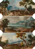 Franz Ignaz Flurer, Overdoor with southern landscapes (3 pieces), c. 1730, oil on canvas