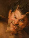 Peter Paul Rubens, Head of a Satyr (detail from the Medici-series: „Happiness of the regency of Marie de Medici“), oil on canvas
