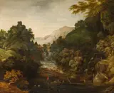 Philippe de Momper, Forest with torrentin front of mountainscape, c. 1625/30, oil on panel