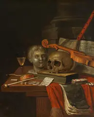 Evert Collier, Vanitas still life with a bust, 1686, oil on canvas