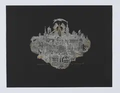 Ernst Degasperi, Landeshauptstadt St. Pölten, 1988, Radierung auf schwarzem Papier