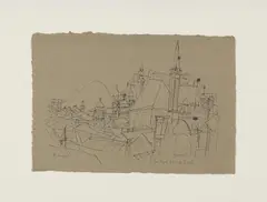 Rudolf Hradil, Salzburg, Tuschezeichnung auf graubraunem Papier