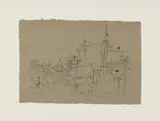 Rudolf Hradil, Salzburg, Tuschezeichnung auf graubraunem Papier