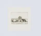 Karl Korab, Dorf im Waldviertel, 1982, Radierung auf Papier