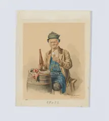 Peter Krämer I, Der Winzer, Aquarell auf Karton