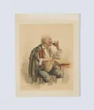Peter Krämer I, Der Weinfreund, Aquarell auf Karton