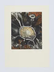 Rudolf Kriebaum, Die Basis, 1973, Farbradierung auf Papier