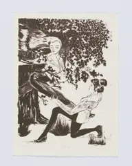 Säumige by Rosa Loy, 2011, Lithografie, eingebrannter syrischer Asphalt & Tusche auf Hahnemühle Alt Worms Bütten (300mg/m²), sold Nov 2021