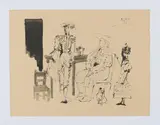 Deux picadors et femme by Pablo Picasso, 1959, Lithografie auf Papier, sold Nov 2021