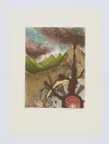 Peter Pongratz, Vulkanische Landschaft, 1971, Farbradierung auf Papier