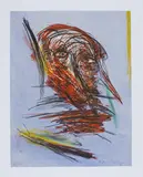 Franz Ringel, Fliegender Kopf, 2005, Farbradierung auf weichgrundiertem Büttenpapier (Arches)