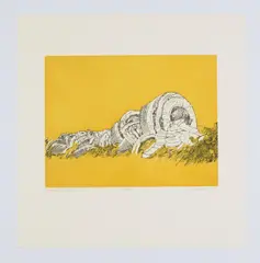 Rudolf Schönwald, Eingestürzter Fabrikschlot, 2012, Strichradierung und Aquatinta auf Arches Bütten (300g/m²)