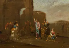 Adriaen Verdoel, Raising Lazarus from the dead, oil on panel