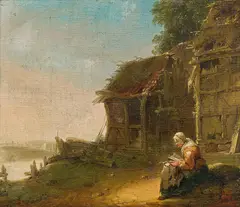 Thomas van Apshoven, Rosary praying peasant woman, oil on canvas