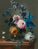 Johann Baptist Drechsler, Flowers in a glass vase, c. 1790, oil on panel, parqueted