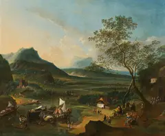 Robert Griffier, River landscape (probably on the Rhine or the Mosel), oil on canvas