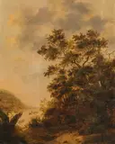 Jan van Goyen, Forest path with a view of a wide river landscape, oil on panel
