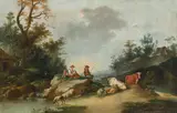 Landscape with resting shepherds by Francesco Zuccarelli, oil on canvas, sold Jul 2021