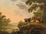 Aelbert Jacobsz. Cuyp, Landscape with shepherds, oil on panel