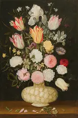Philipp de Marlier, Bouquet of flowers in a chamois-coloured ceramic vase, c. 1625, oil on panel