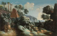Landscape with ruins by Hubert Robert, oil on canvas; unframed, offered Jul 2021