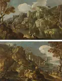 Italian landscapes (counterparts) by called il Orizzonte Jan Frans van Bloemen, c. 1700/10, oil on canvas, offered Jul 2021