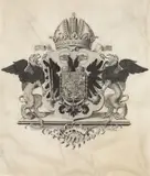 Anton Edler von Weinkopf, Coat of arms of Emperor Joseph II., 1779, pen in black on parchment, slightly wavy